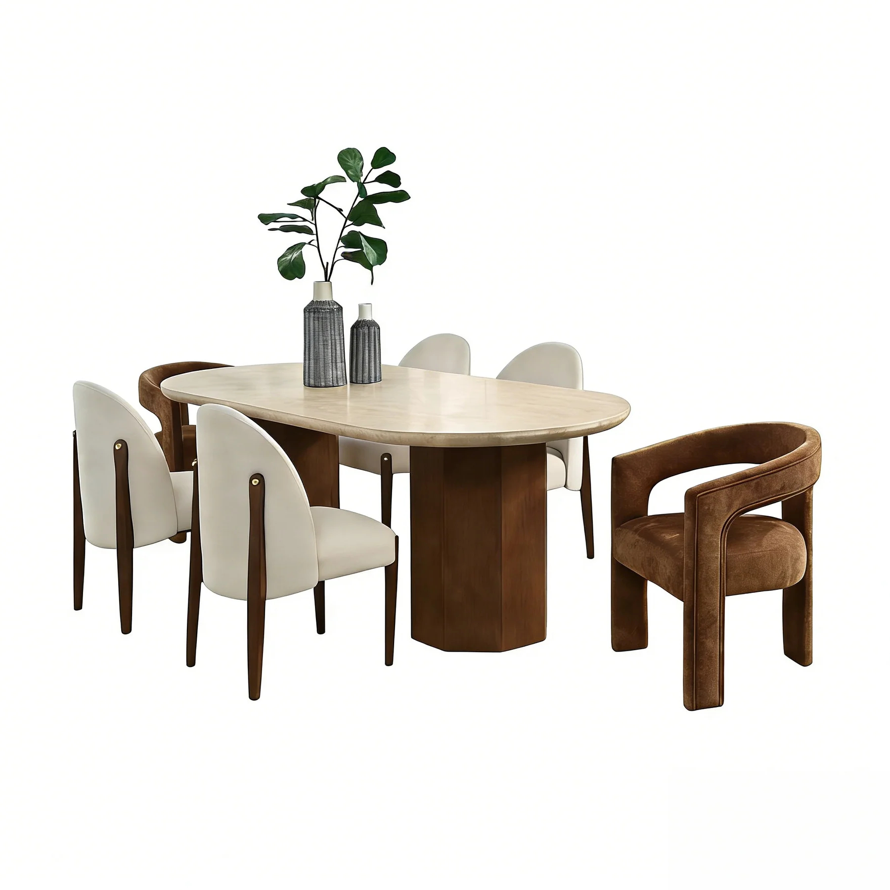 Vale Stone & Wood Dining Table