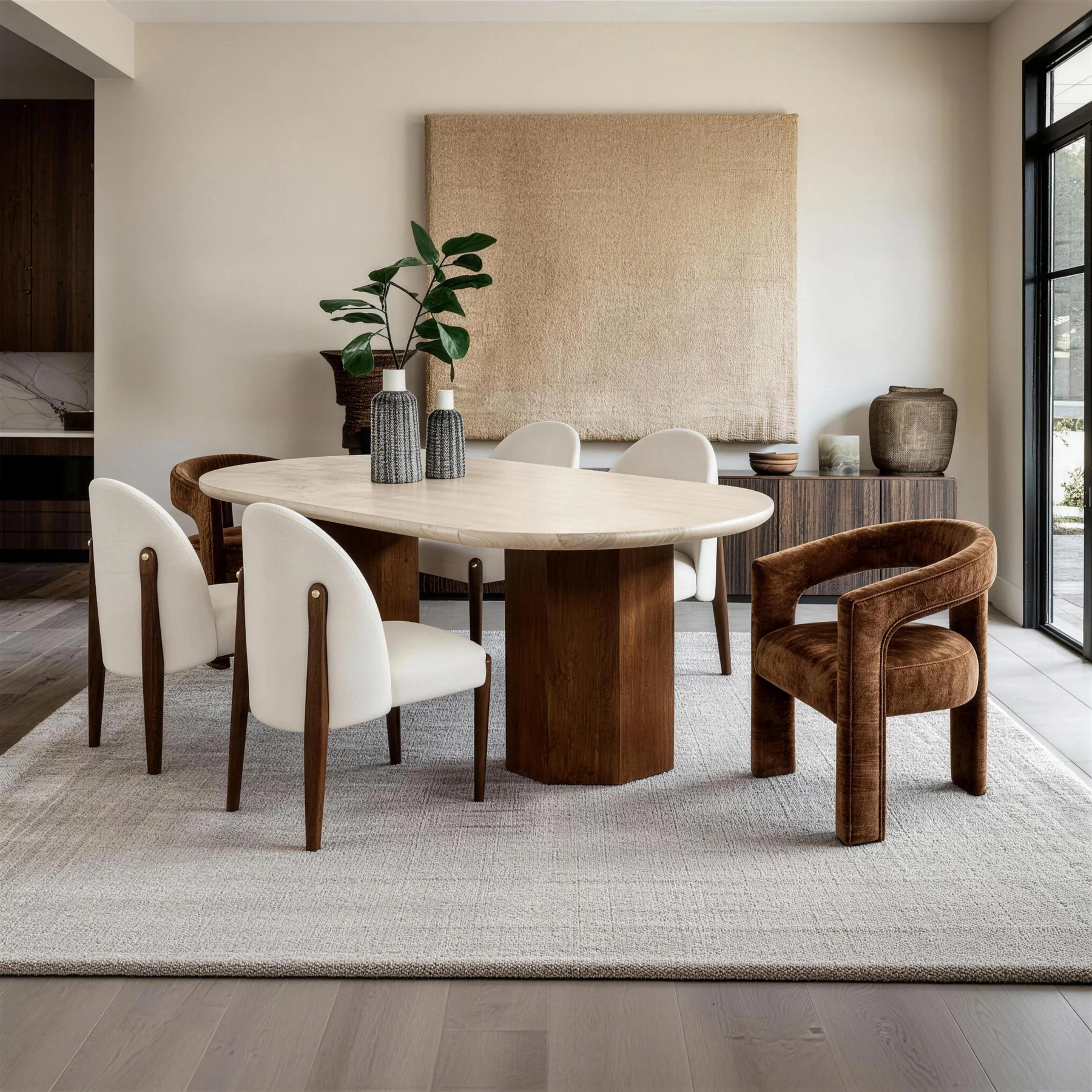 Vale Stone & Wood Dining Table