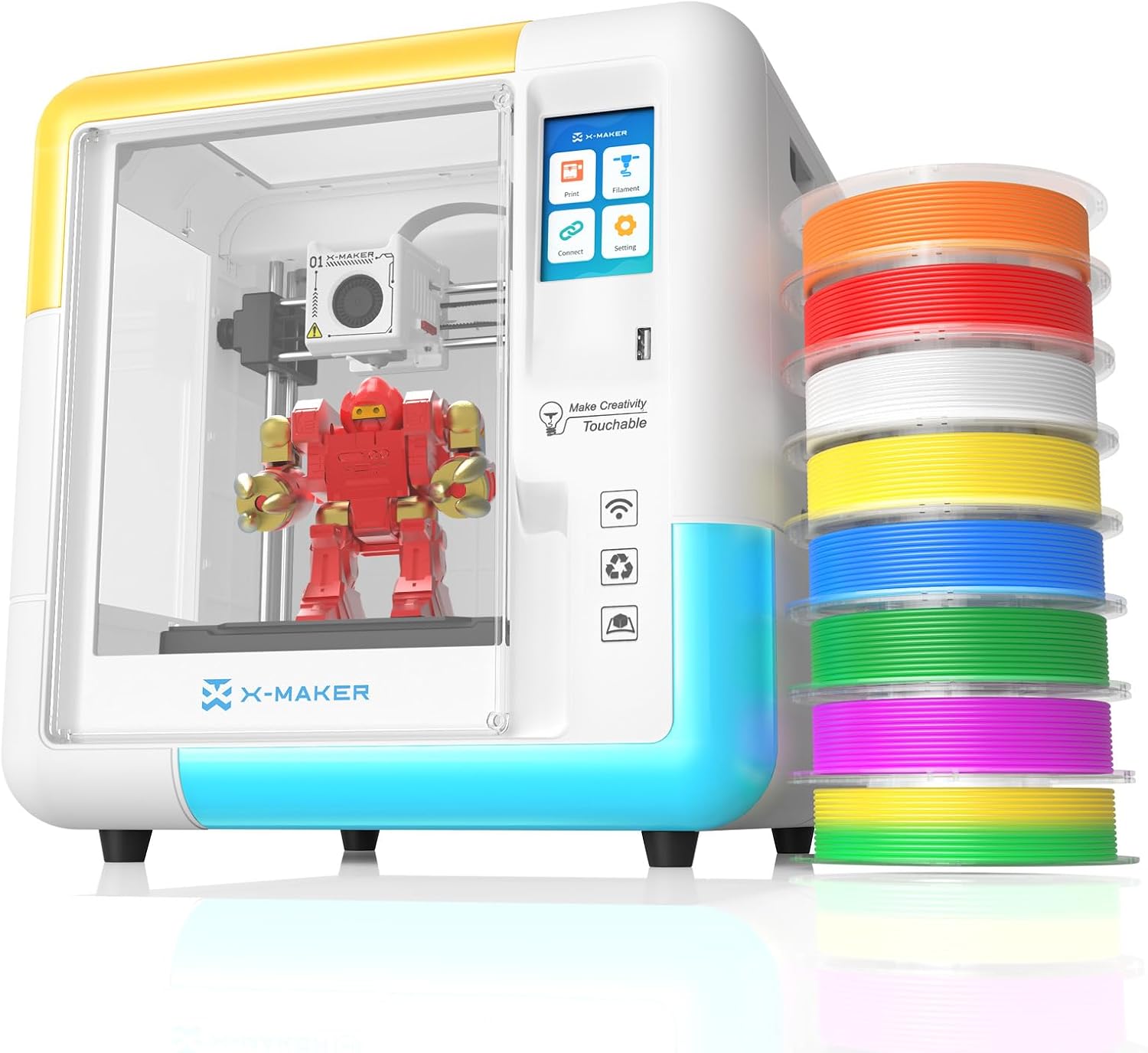 X-Maker Stampante 3D con App di Design - Completamente chiusa, App di Design basata su IA, vasta collezione di modelli di giocattoli 3D, con 15 mini moduli di design 3D, sostituzione rapida-Warmthure