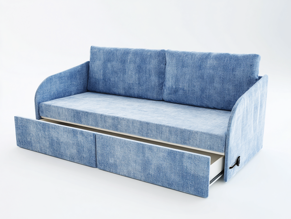 Divano letto-legno-tessuto-198x92x86 cm-blu-design moderno-Warmthure