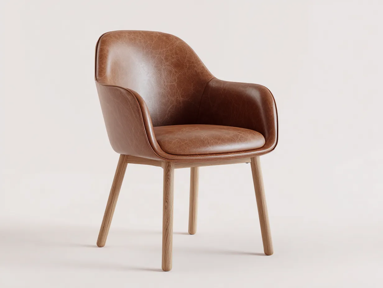 Sedia da pranzo-pelle-legno-58×60×82 cm-marrone-stile classico-Warmthure