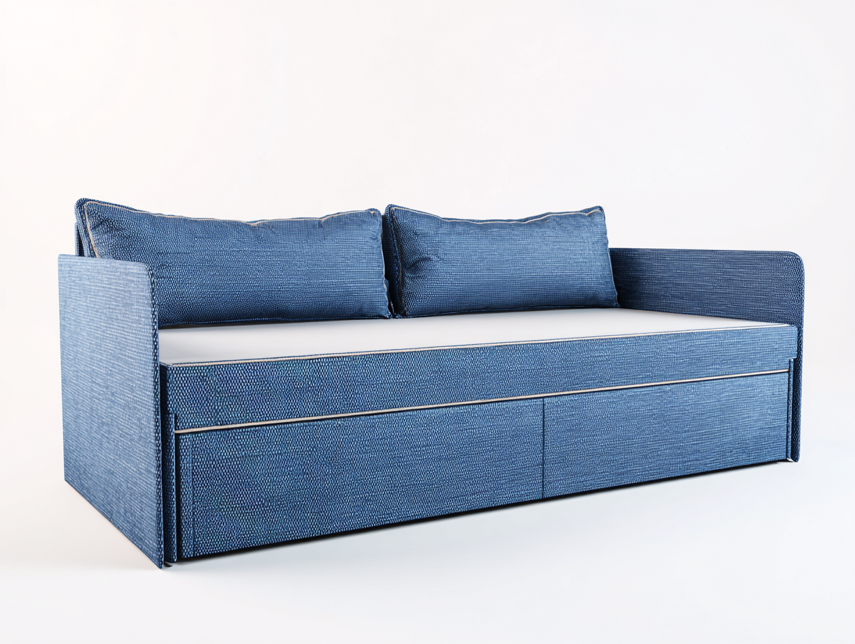 Divano letto-legno-tessuto-204x92x86 cm-blu-design moderno-Warmthure