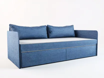 Divano letto-legno-tessuto-204x92x86 cm-blu-design moderno-Warmthure