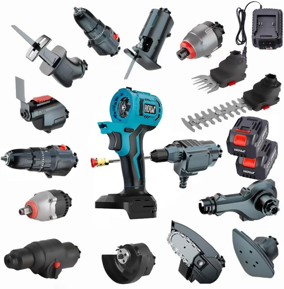 Kit combinato utensile elettrico a batteria, kit combinato utensile elettrico senza spazzole 15 in 1, tagliasiepi 2 in 1, kit di utensili for la lavorazione del legno con batteria da 3,0 Ah-Warmthure