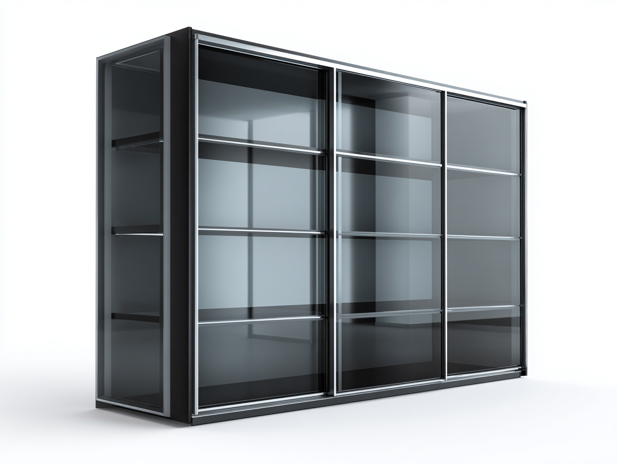 Vetrina-legno-vetro-165x43x95 cm-nero-design moderno-Warmthure