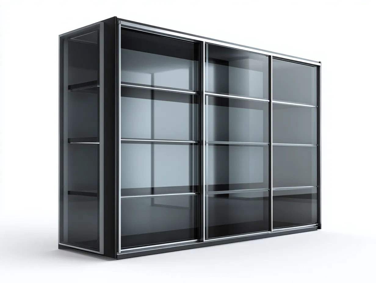 Vetrina-legno-vetro-165x43x95 cm-nero-design moderno-Warmthure