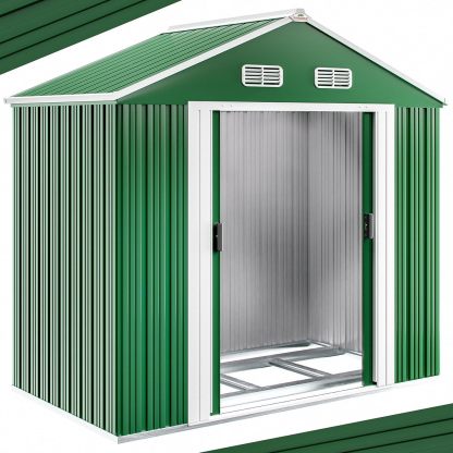 Deuba Capanno da Giardino XL 1,8m2 con Fondamenta 196x132x188cm Porta Scorrevole Casetta 3,1m3 Verde-Warmthure