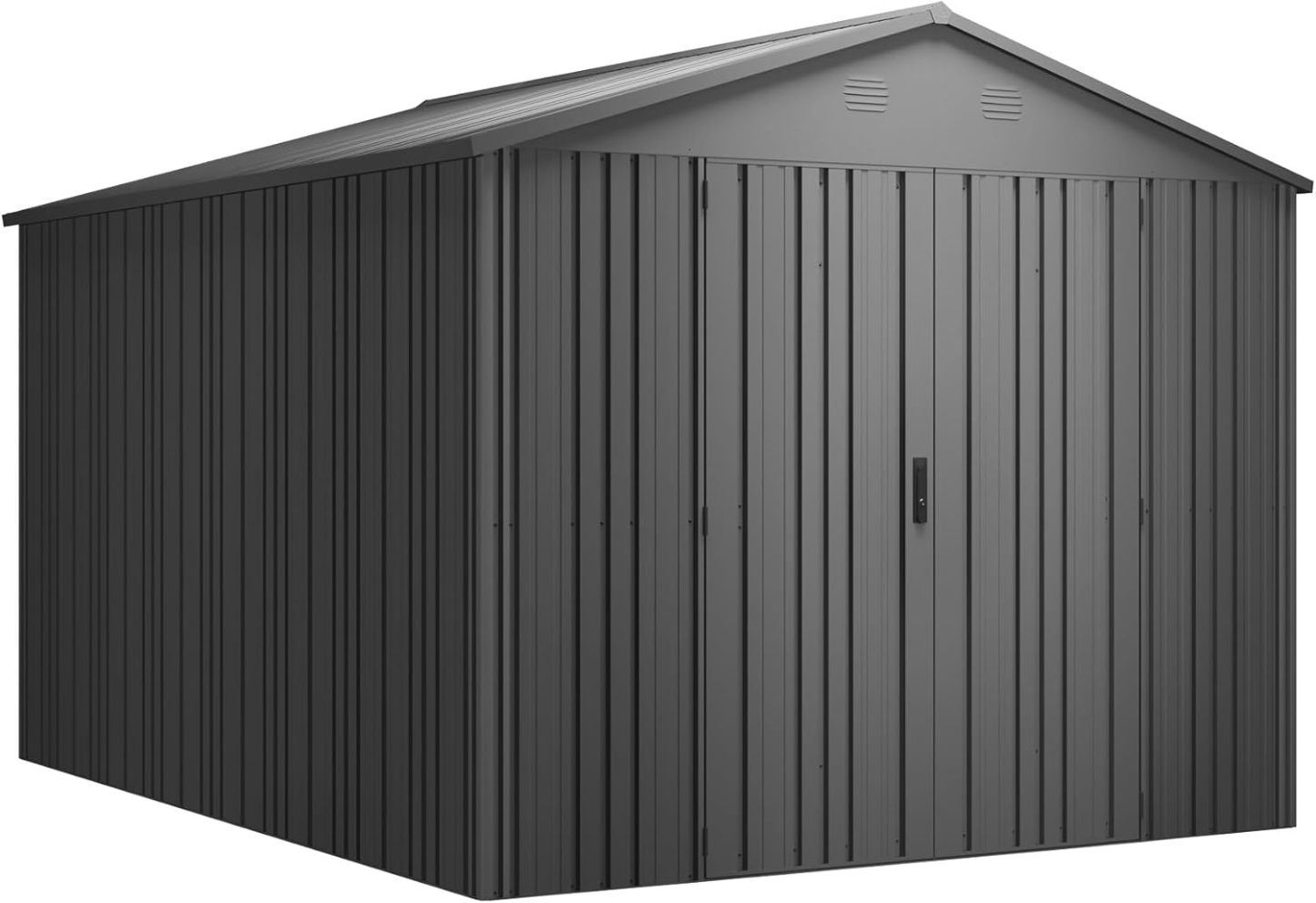 Pioneer Y90 - Casetta da giardino a colonna a V, 7,94 m2, porta rinforzata, serratura, tetto robusto, capanno in metallo 262 x 303 x 213 cm-Warmthure