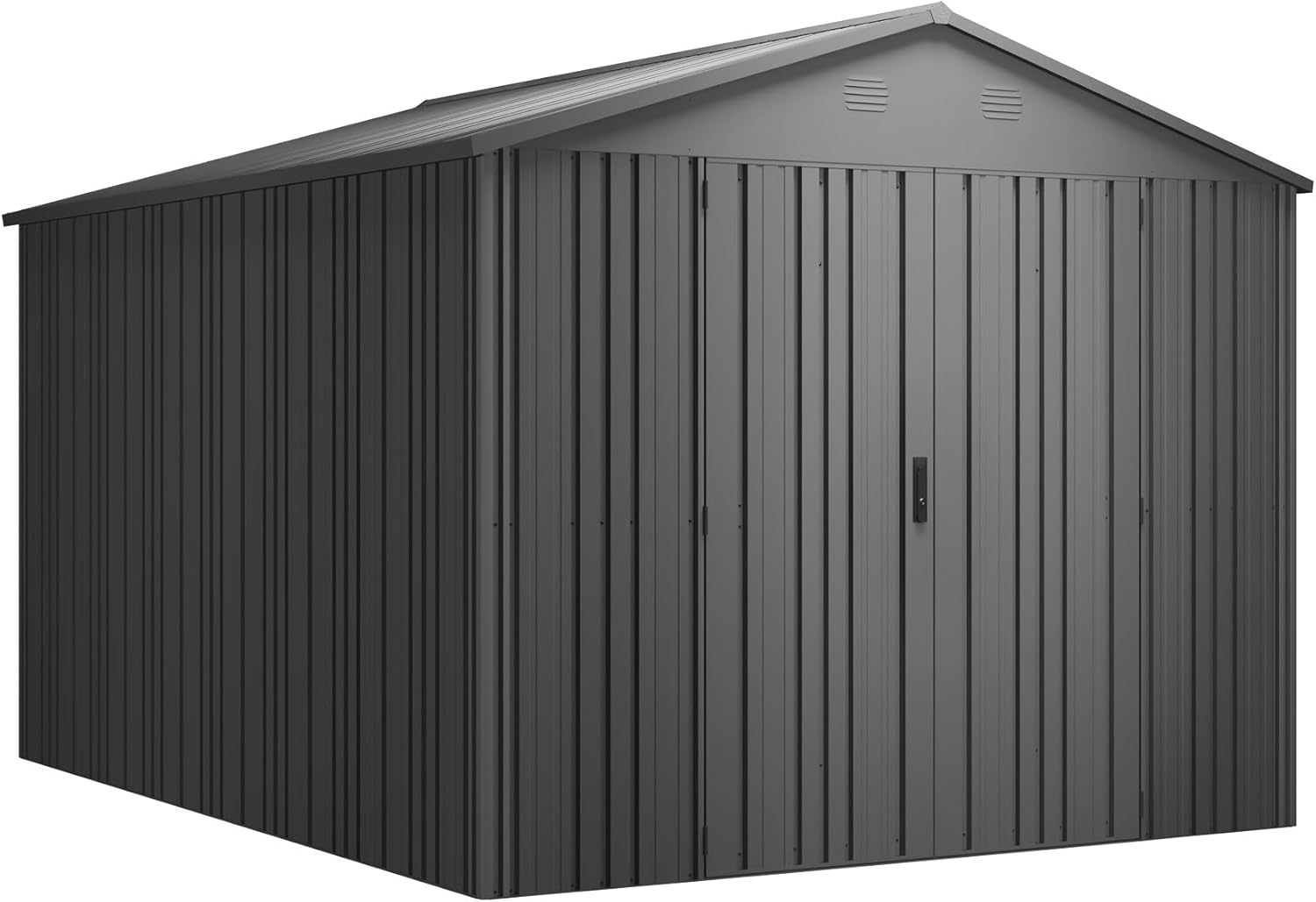 Pioneer Y90 - Casetta da giardino a colonna a V, 7,94 m2, porta rinforzata, serratura, tetto robusto, capanno in metallo 262 x 303 x 213 cm-Warmthure