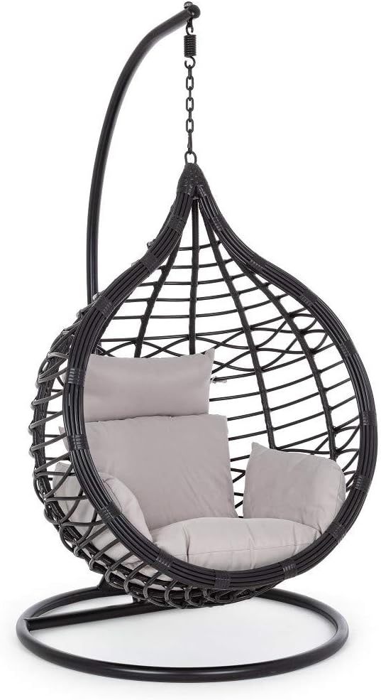 Poltrona Sospesa con Cuscini Torres Nera Bizzotto cod.0661737-Warmthure