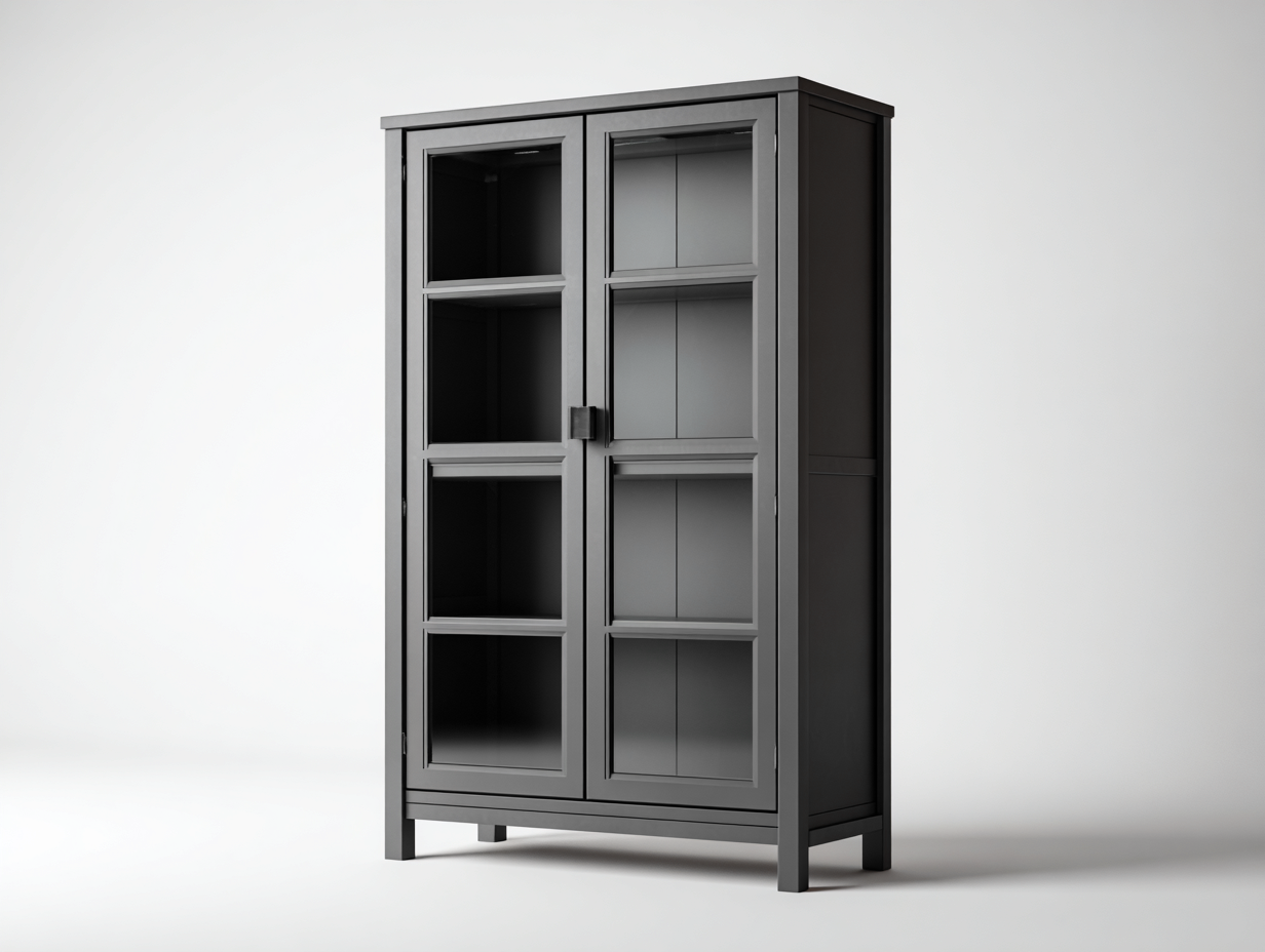 Vetrina-legno-vetro-79x41x178 cm-nero-design moderno-Warmthure