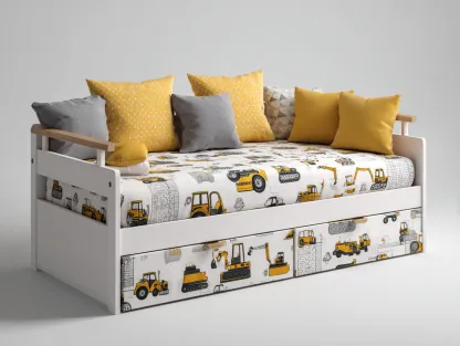 Divano letto-legno-MDF-202x94x87 cm-bianco/giallo-design moderno-Warmthure