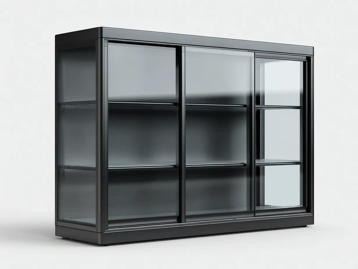 Vetrina-legno-vetro-158x40x90 cm-nero-design moderno-Warmthure