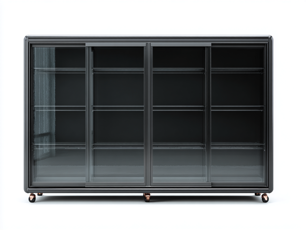 Vetrina-metallo-vetro-200x48x115 cm-nero-design industriale-Warmthure