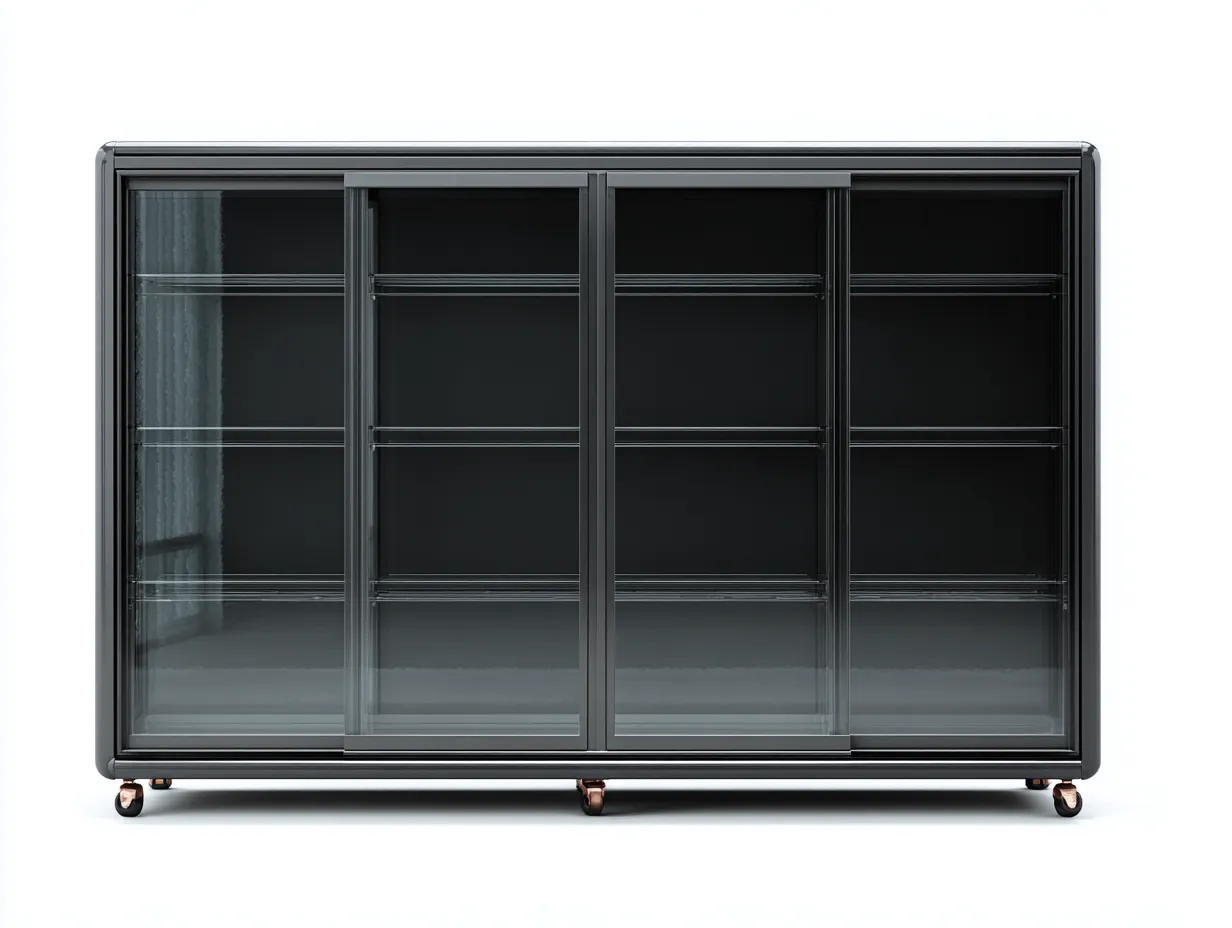 Vetrina-metallo-vetro-200x48x115 cm-nero-design industriale-Warmthure