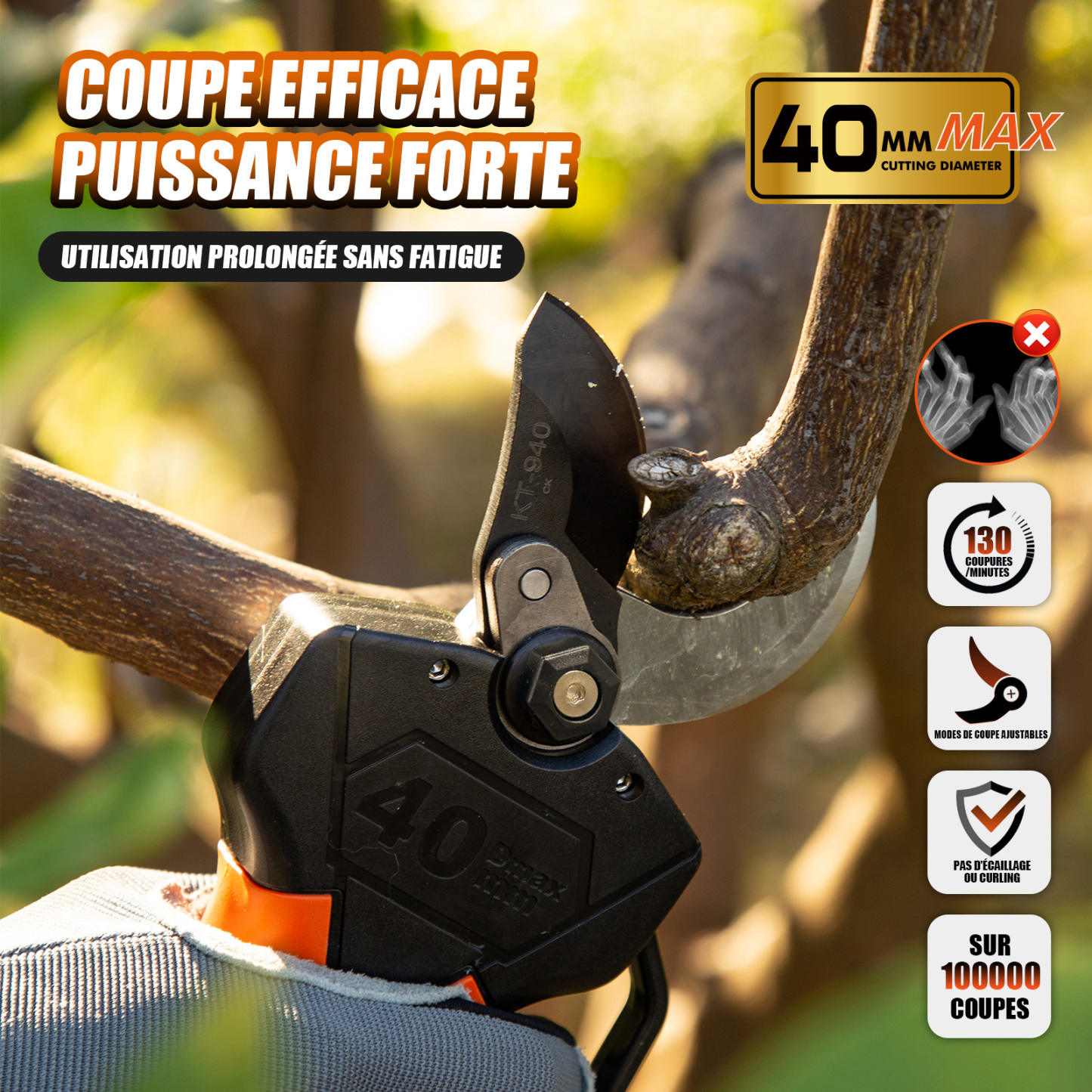 Kits de Sécateur sur Perche avec 2 Batteries de 2 Ah, KT940-SET
