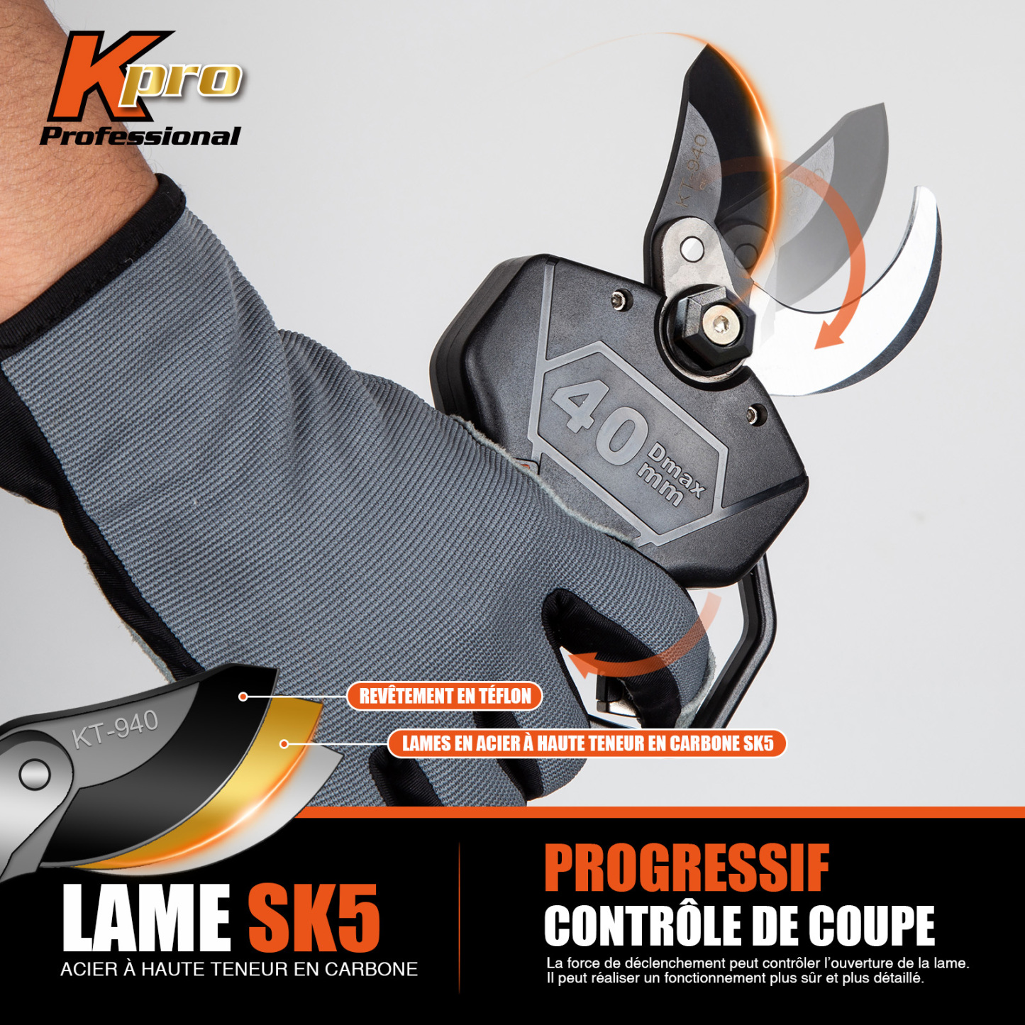 Kits de Sécateur sur Perche avec 2 Batteries de 2 Ah, KT940-SET