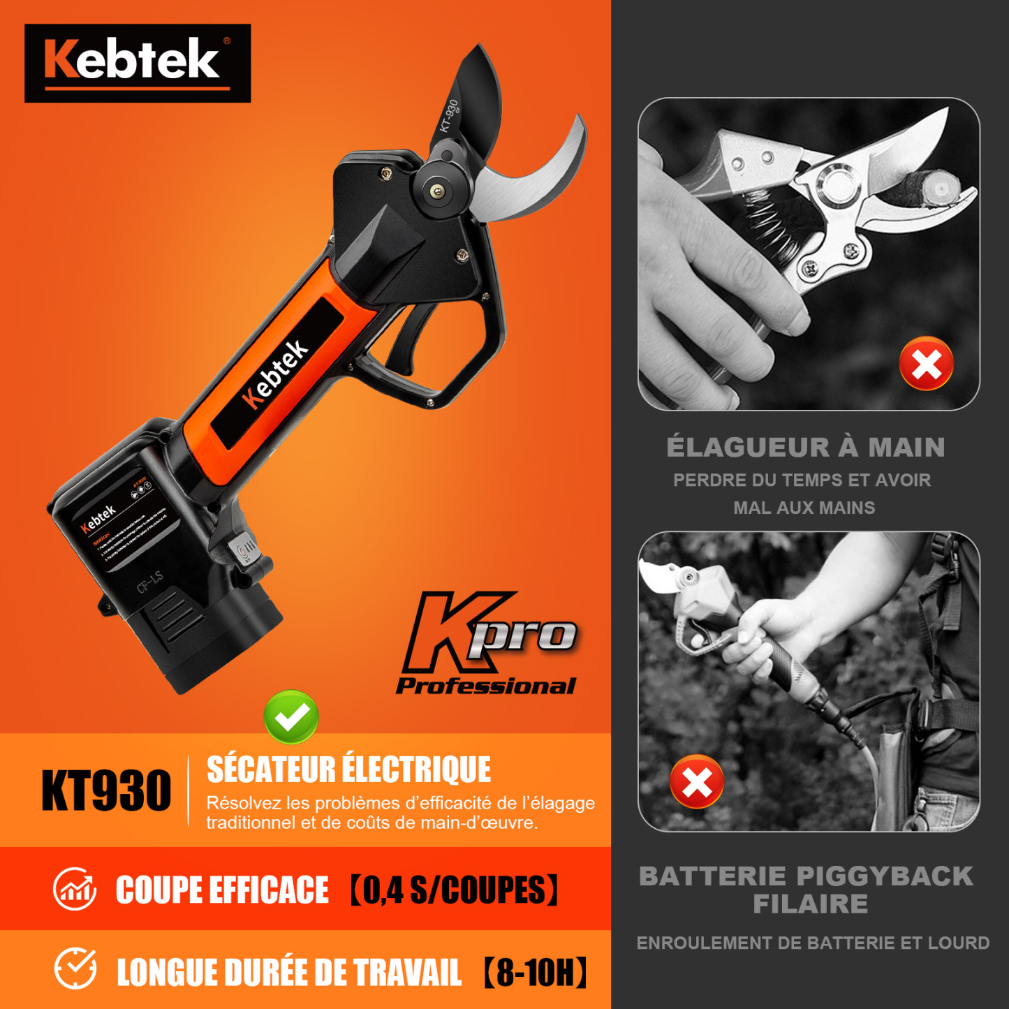 K-Pro 30mm Sécateur à batterie KT930