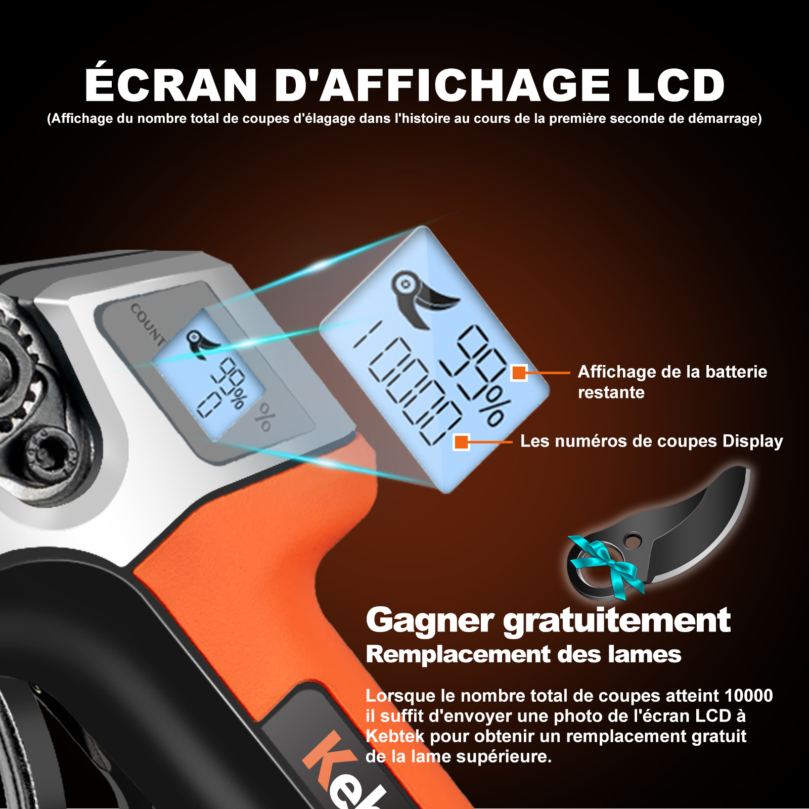 Kits de Sécateur sur Perche avec 2 Batteries, 35 mm, KT E-35-SET