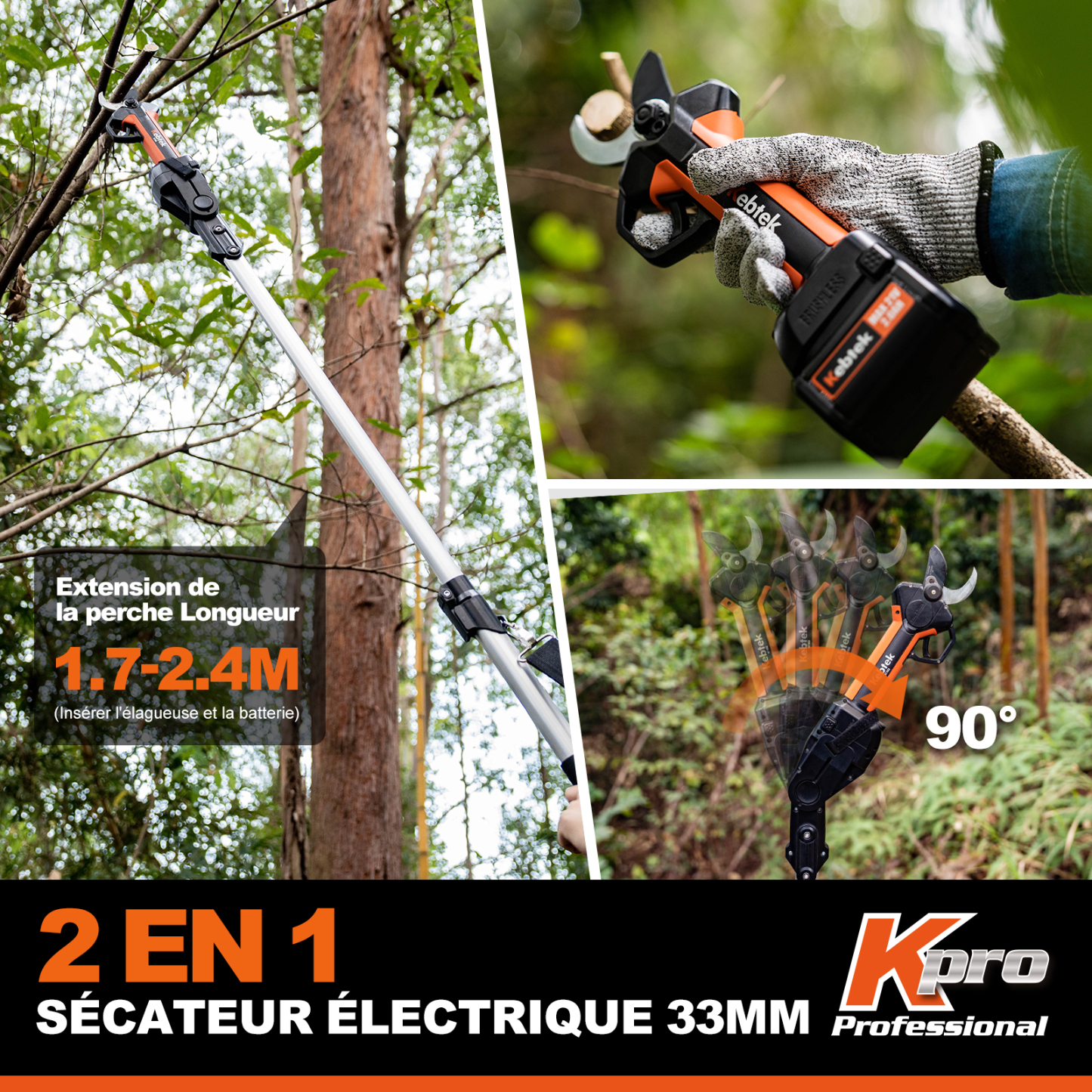 K-Pro 21V 33mm Sécateur à batterie KT933