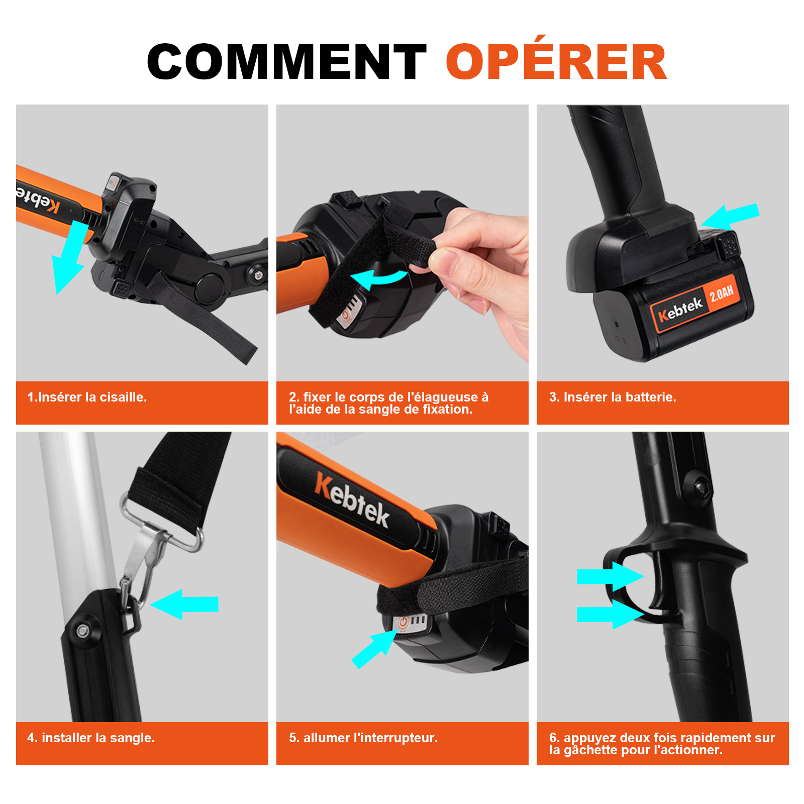 Kits de Sécateur sur Perche avec 2 Batteries, 40 mm, KT940-SET