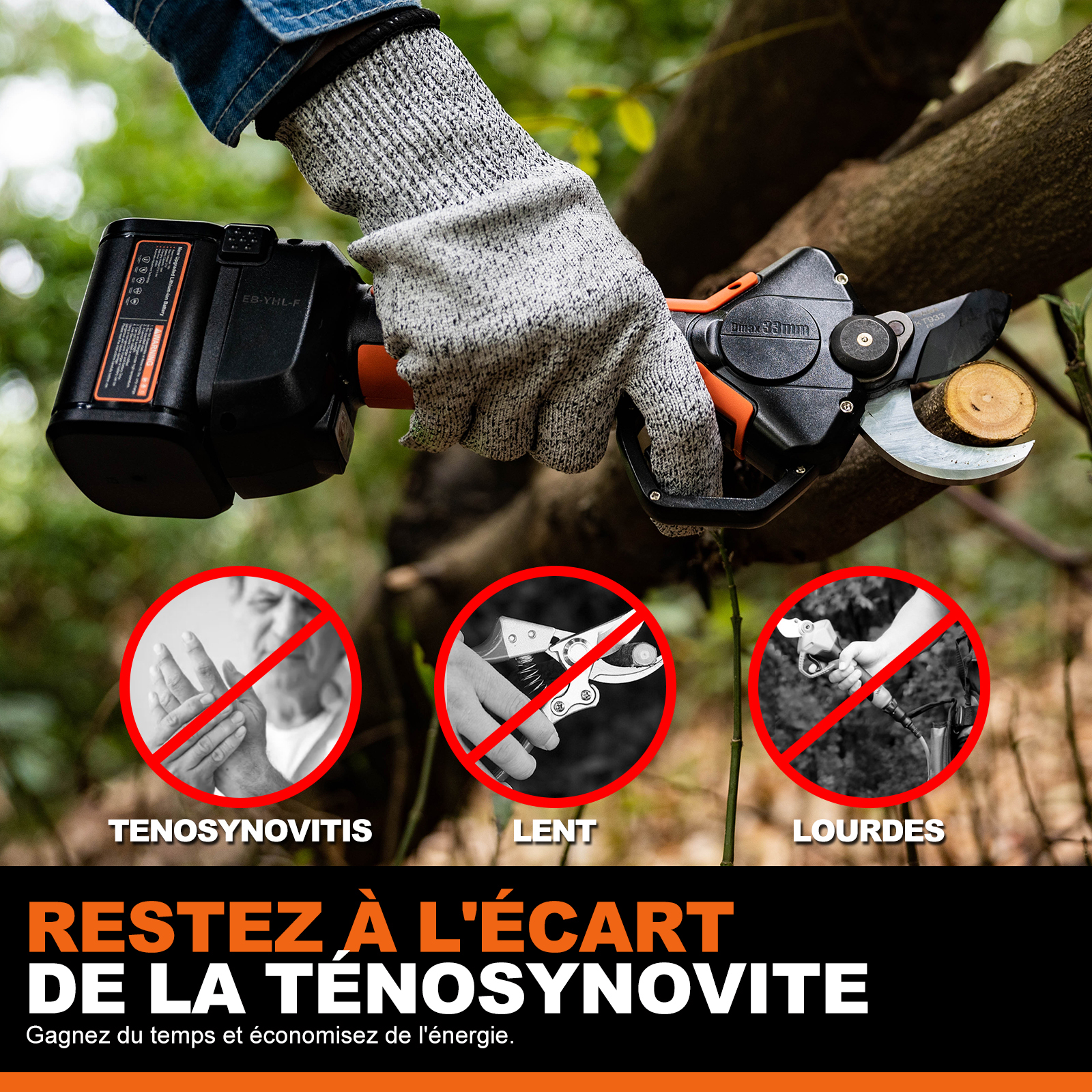 K-Pro 21V 33mm Sécateur à batterie KT933