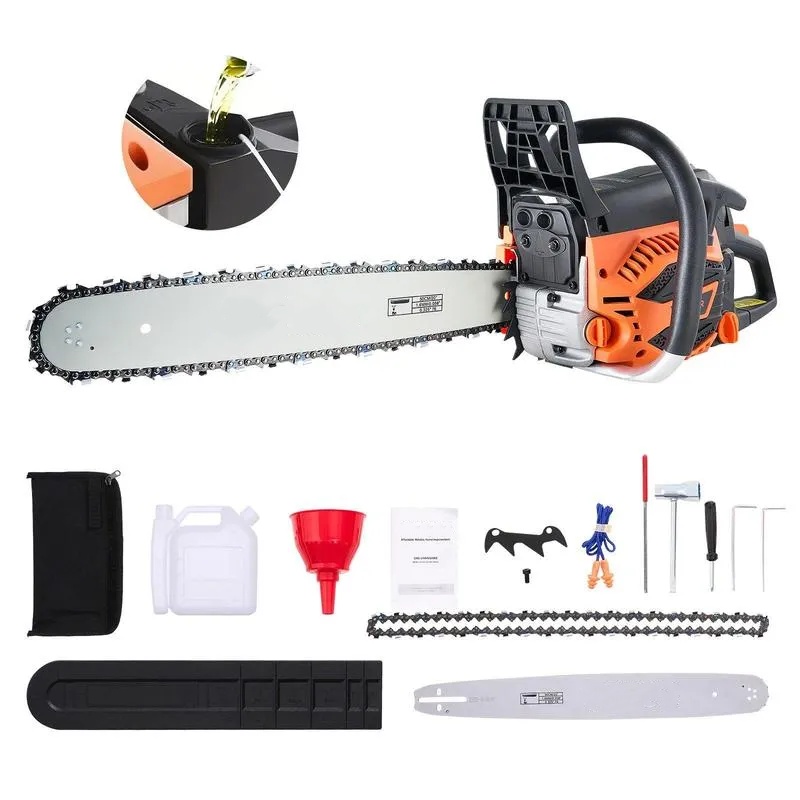 20 Inch Portable Gas-Powered Chainsaw, 62CC Power Chain Saws Gas Powered 2 Stroke Handed Petrol Gasoline Chain Saw for Cutting Wood Outdoor Garden