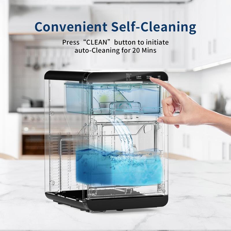 2025 Nugget Ice Maker Countertop, 44Lbs/24H Pebble Ice Maker Machine, Self-Cleaning Pellet Ice Machine with Ice Scoop&basket, Sonic Countertop Ice Machine for Home/Kitchen/Office(Black)