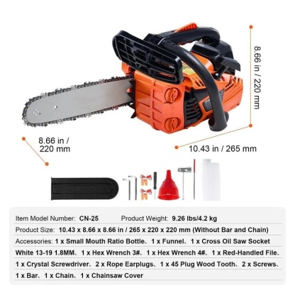 20 Inch Portable Gas-Powered Chainsaw, 62CC Power Chain Saws Gas Powered 2 Stroke Handed Petrol Gasoline Chain Saw for Cutting Wood Outdoor Garden