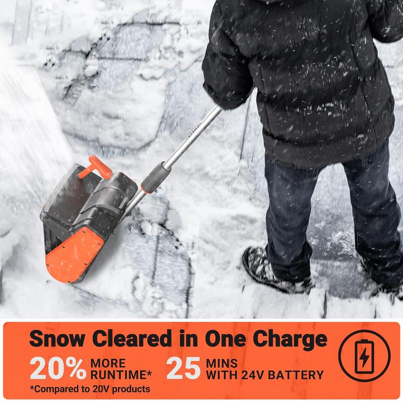 Cordless Snow Shovel 24V 13-Inch 4-Ah Battery Snow Blower with Directional Plate Adjustable Front Handle Quick Charger Included