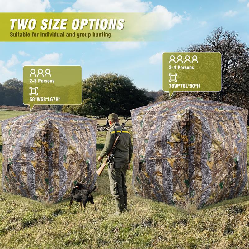 Hunting Blind 270°/360° See Through Ground Blinds with Silent Windows Carry Bag, Two Size Option Portable Hunting Tent for Deer Duck Turkey