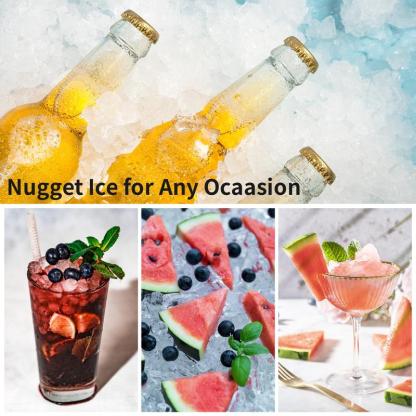 2025 Nugget Ice Maker Countertop, 44Lbs/24H Pebble Ice Maker Machine, Self-Cleaning Pellet Ice Machine with Ice Scoop&basket, Sonic Countertop Ice Machine for Home/Kitchen/Office(Black)