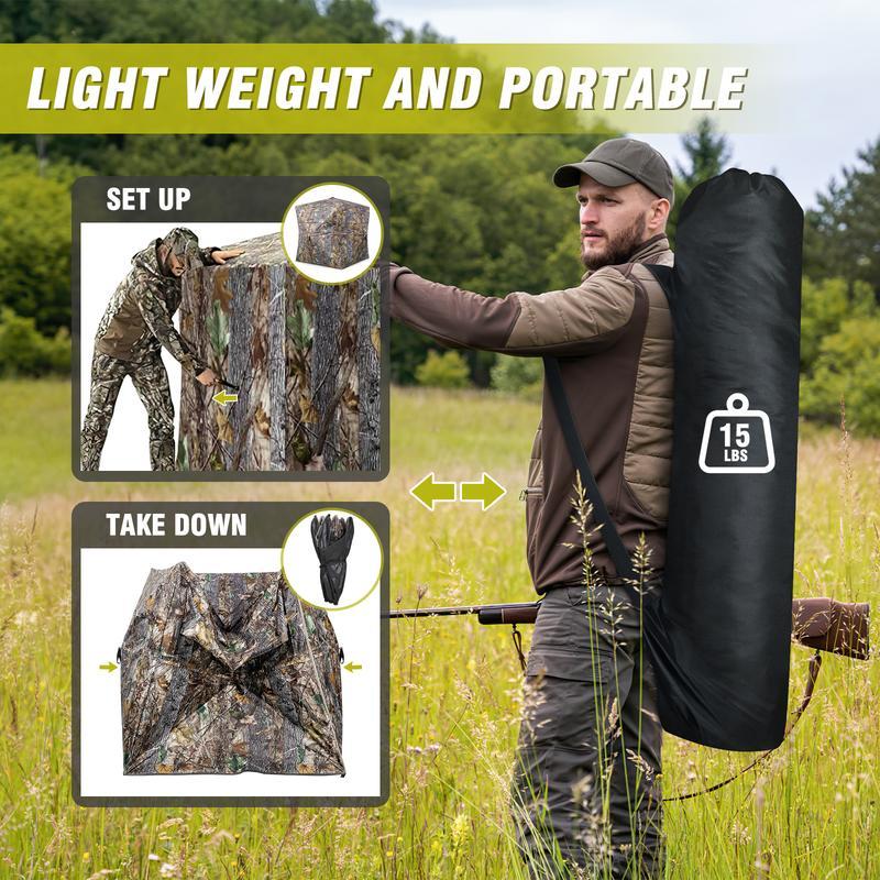 Hunting Blind 270°/360° See Through Ground Blinds with Silent Windows Carry Bag, Two Size Option Portable Hunting Tent for Deer Duck Turkey