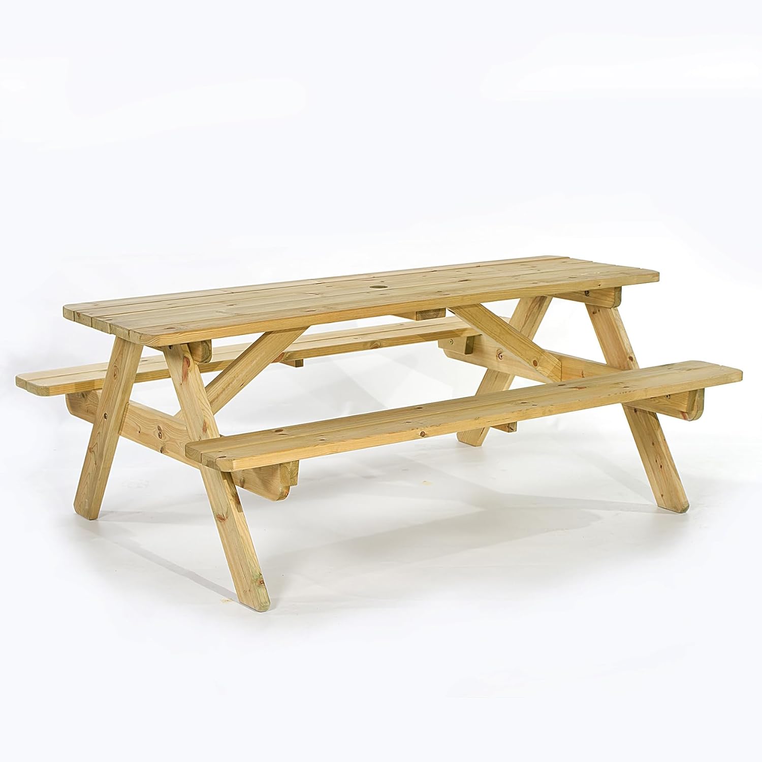 BrackenStyle 8 Seat Jersey Wooden Picnic Table 180cm - Pine Wood Picnic Bench for Gardens Parks Schools and Pubs 1.8 Meter - Dip Treated Timbers with Rounded Edges Heavy Duty and Durable-Spaceano