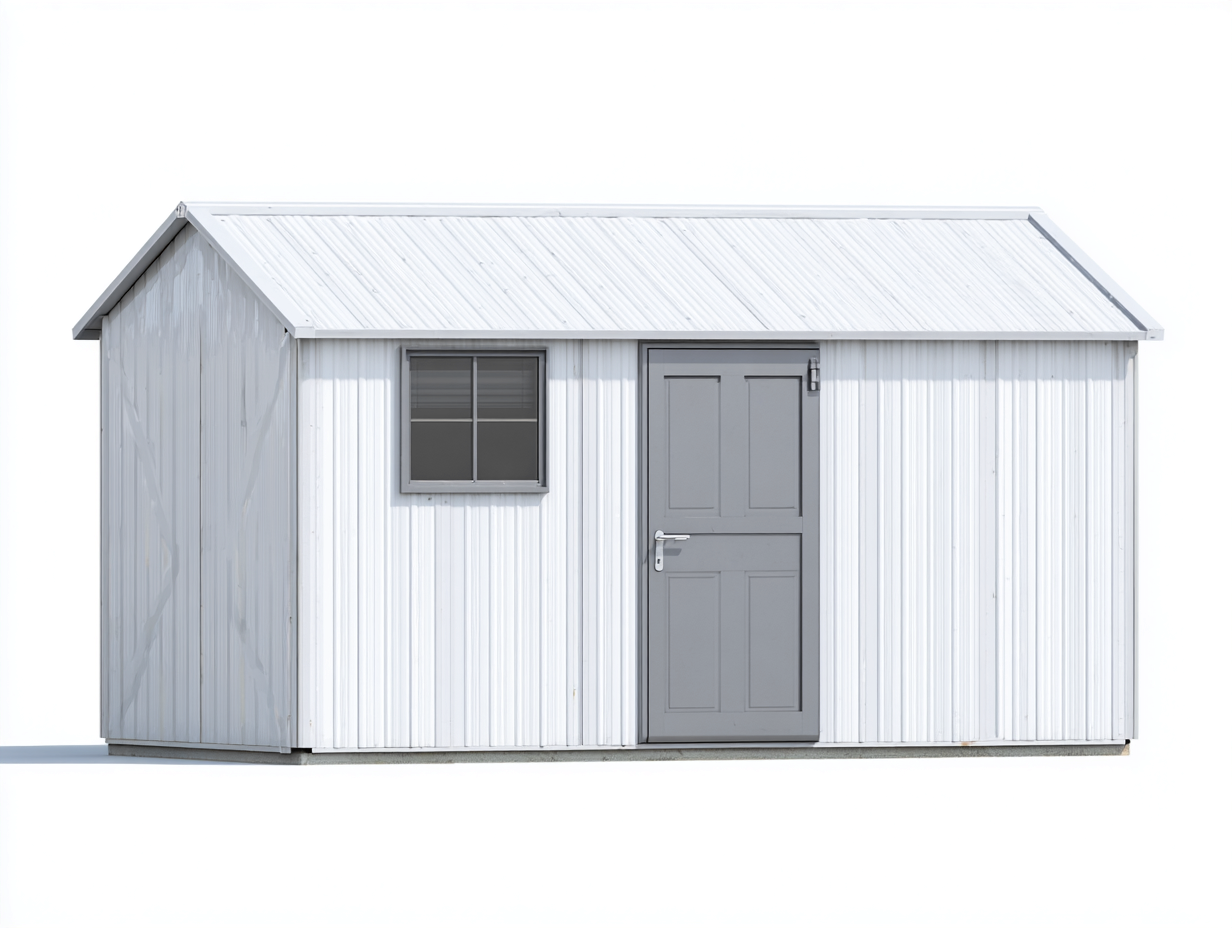 Garden Shed metal structure 240x180x200 cm - white/grey - outdoor storage design