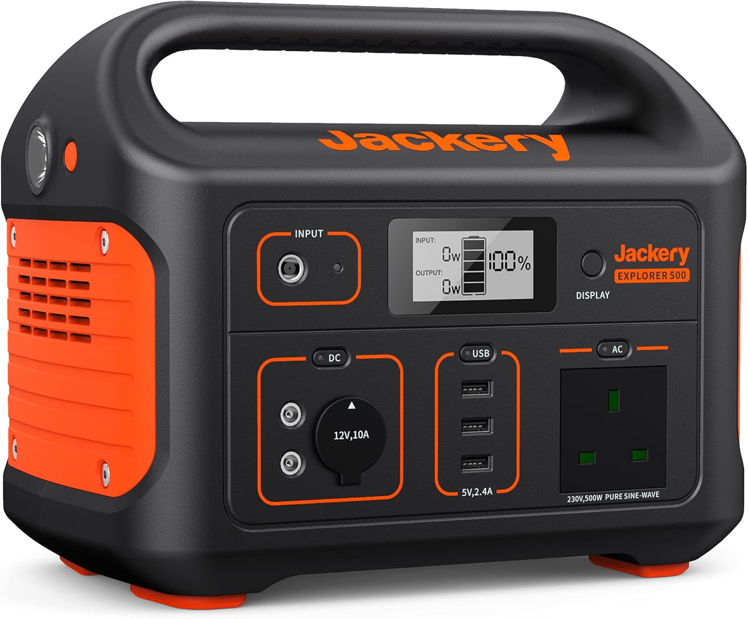 Jackery Portable Power Station Explorer 500, 518Wh Outdoor Backup Mobile Lithium Battery Pack with 230V 500W AC Outlet for holiday RV Camping, Outdoor Adventure, Emergency-Spaceano