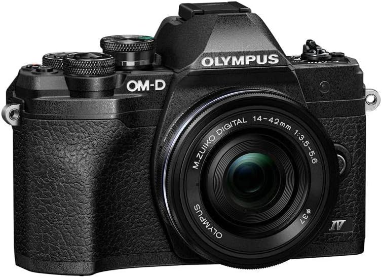 Olympus OM-D E-M10 Mark IV Micro Four Thirds System Camera Kit, 20 MP sensor, electronic viewfinder, 4K video, powerful AF, Wi-Fi, black incl. M.Zuiko Digital ED 14-42mm F3.5-5.6 EZ Pancake black-Spaceano