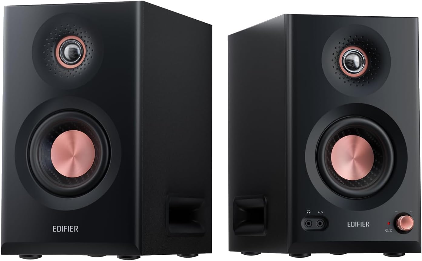 Edifier MR5 2.0 Studio Monitor Bookshelf Speakers: VGP2025 Gold Award, 110W Hi-Res Certified, 3-Way Active Design, LDAC BT6.0, Room Calibration, XLR TRS RCA Inputs for Home Studio and Multimedia - Black-Spaceano