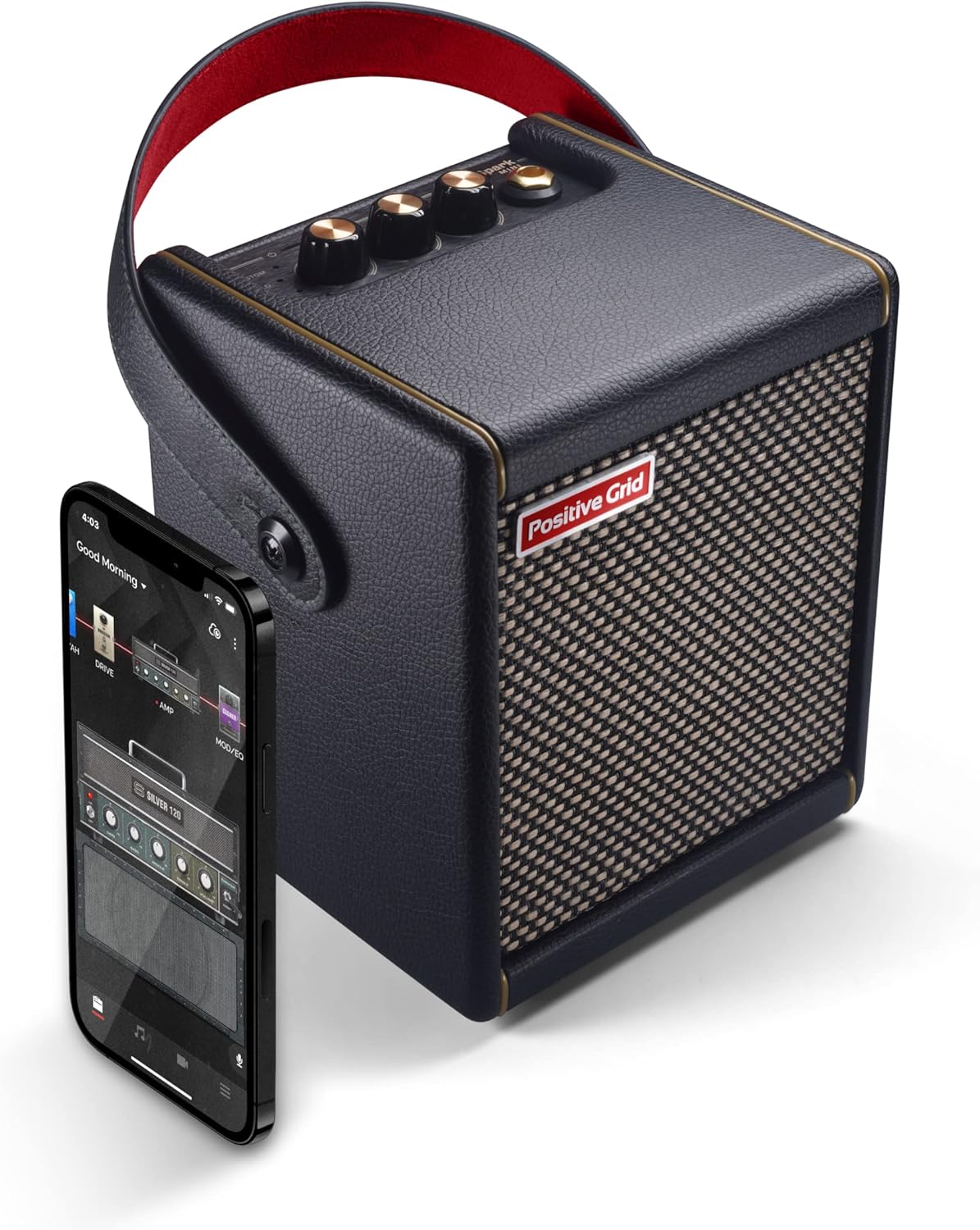 Positive Grid Spark MINI 10W Portable Smart Guitar Amp and Bluetooth Speaker with App for Playing Guitar at Home or Travel  Black-Spaceano