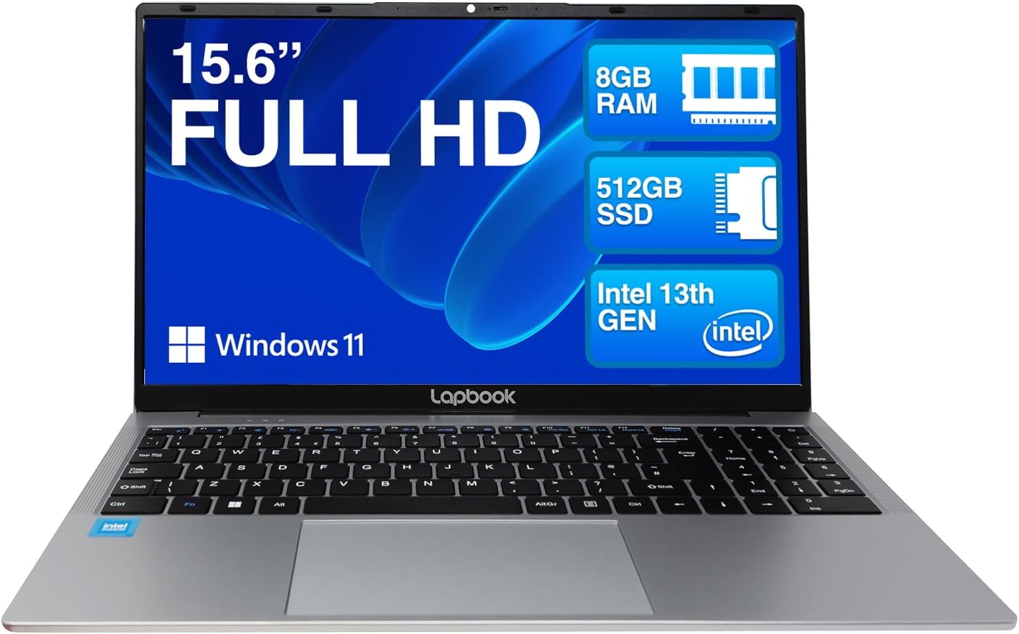 15.6 inch Full HD Laptop - 8GB RAM 512GB M.2 SSD Windows 11 Home, Dual-Band WiFi, Integrated Webcam - S15 N2 15 Inch Lightweight Laptop-Spaceano