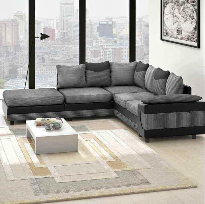 Amazing Sofas large grey corner sofa LARGE-DINO-CORNER-SOFA-GREY-BLACK-LEFT-HAND-SIDE-FOAM. Fire resistant as per British Standards, foam filled seats for comfort.-Spaceano