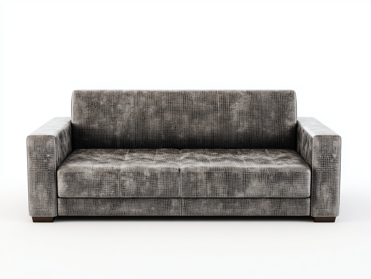 Three-Seater Sofa leather distressed finish 220x90x78 cm - grey - vintage living room style