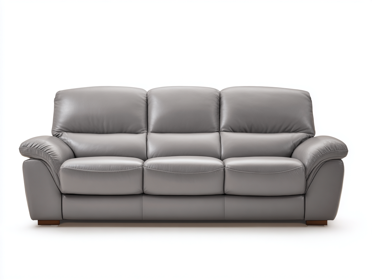 Three-Seater Sofa leather padded design 228x92x80 cm - grey - modern comfort style