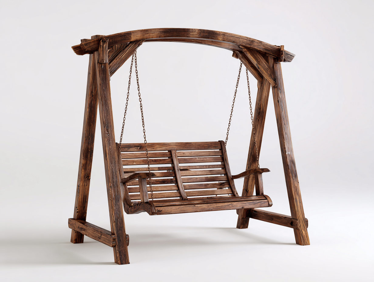 Dondolo da giardino-legno massello-194x126x180 cm-marrone rustico-classico-Graceuse