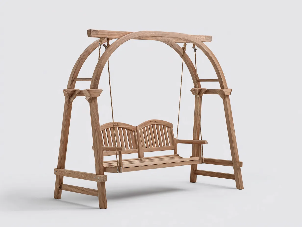 Dondolo da giardino-legno massello-196x128x182 cm-naturale-moderno-Graceuse