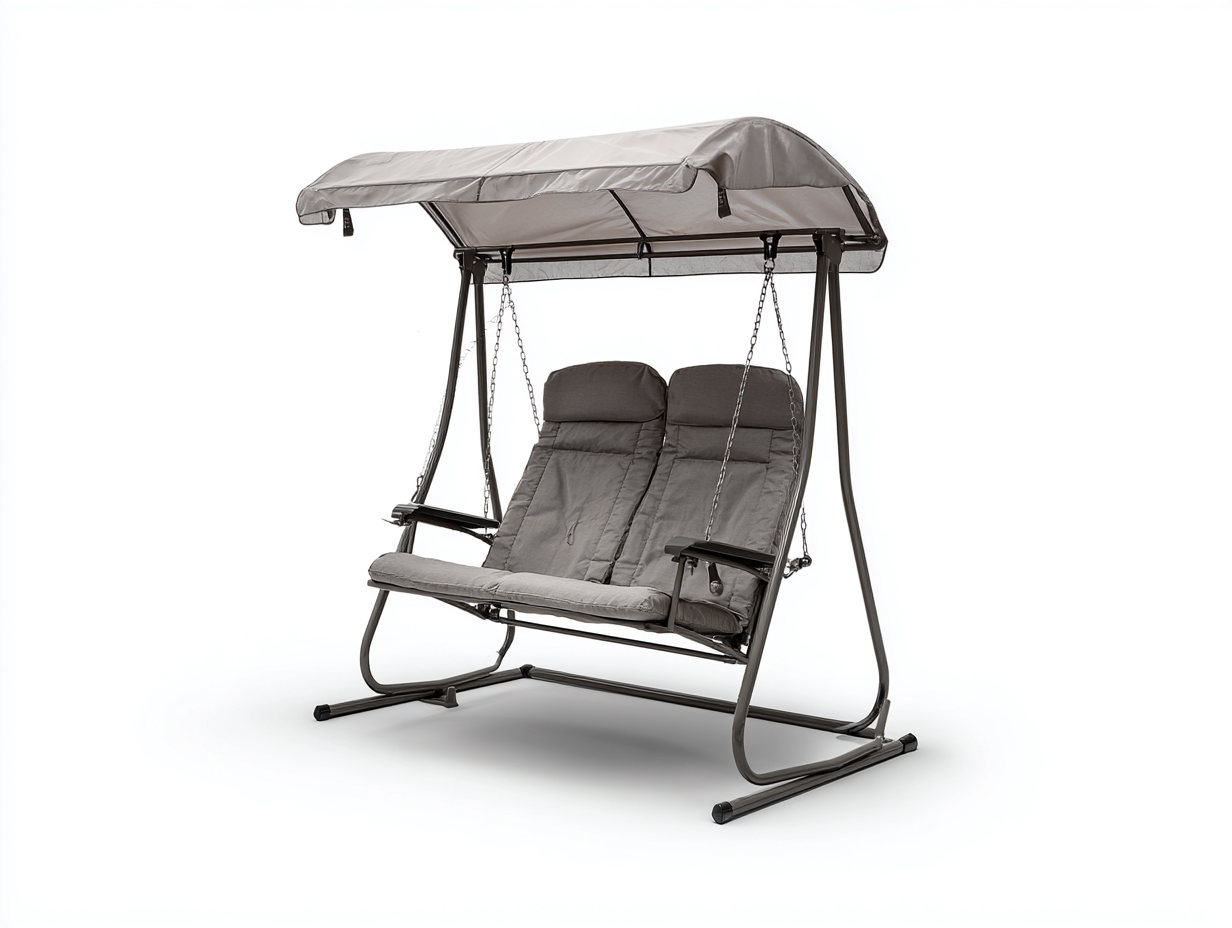 Dondolo da giardino-metallo-tessuto-174x124x156 cm-grigio-design moderno-Graceuse