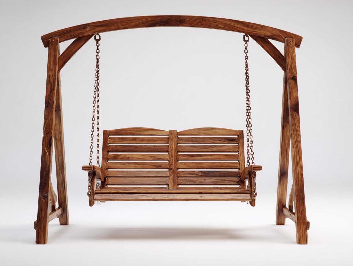 Dondolo da giardino-legno massello-192x124x178 cm-marrone-classico-Graceuse