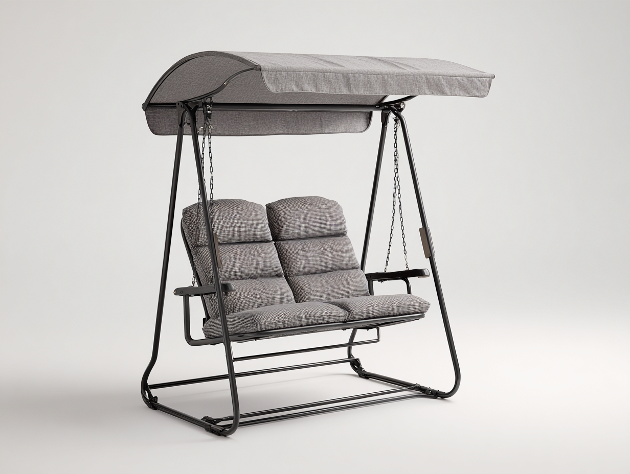 Dondolo da giardino-metallo-tessuto-172x120x154 cm-grigio-design moderno-Graceuse