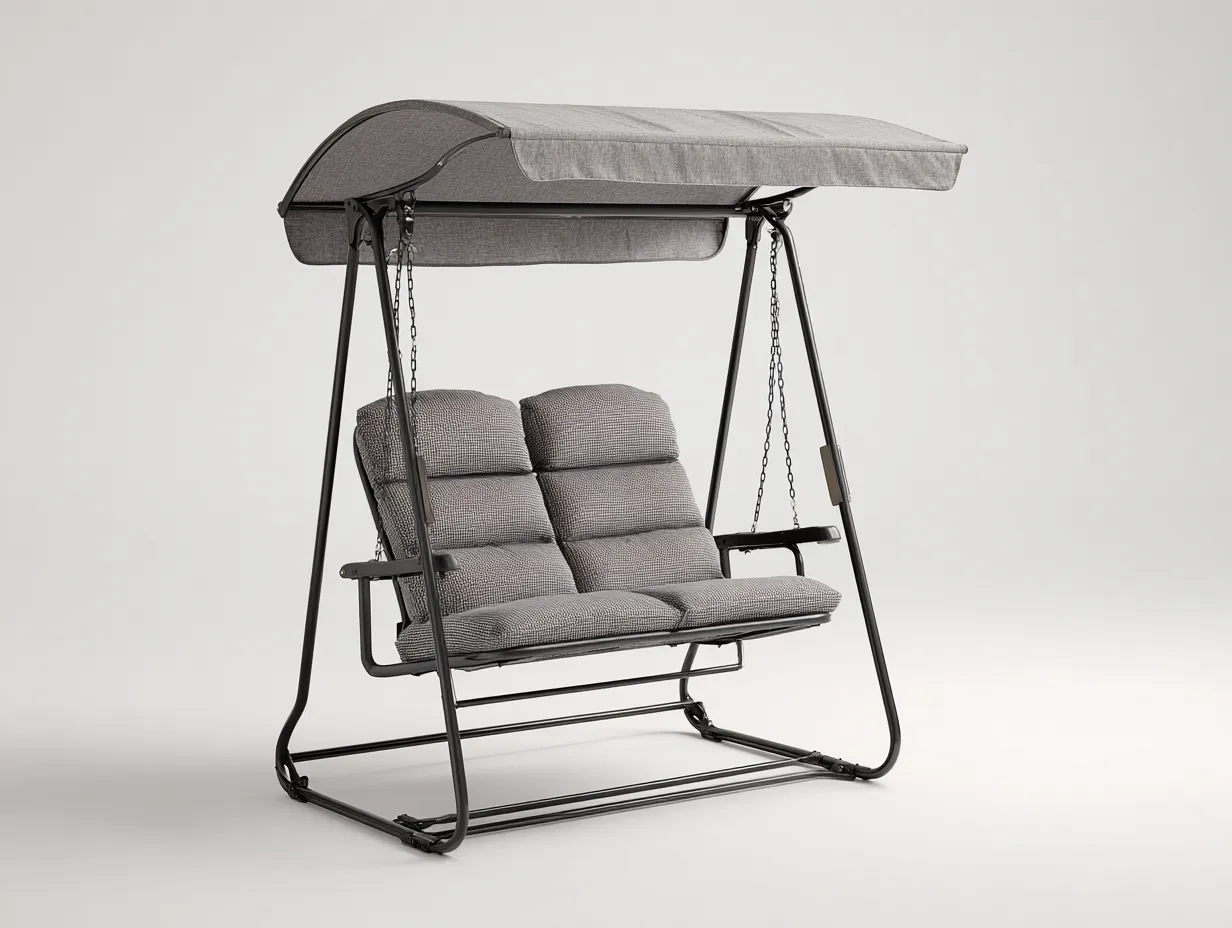 Dondolo da giardino-metallo-tessuto-172x120x154 cm-grigio-design moderno-Graceuse