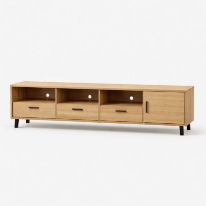 Wood Entertainment TV Stand with Storage Drawers and Cabinet